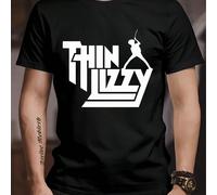 Maglietta dei Thin Lizzy Band, maglietta rock da uomo, scollo tondo, 220 g/m², manica corta estiva in puro cotone (1 pezzo) Maglietta da uomo a maniche corte con scollo tondo, casual, stampata, comoda