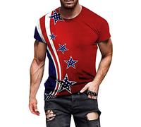 Maglietta di base a maniche corte slim fit per uomo T-shirt estiva a maniche corte con indipendenza casual 3D da uomo Top Day Digital Round Fashion Printing Tee per interni ed esterni Walking Sport