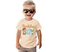 Maglietta di compleanno per ragazzi da 1 a 6 anni, per compleanno, per bambini, con stampa a cartone animato, maglietta estiva a maniche corte, in cotone, per bambini, per feste di compleanno