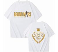 Maglietta di Cotone Bruno Mars Stampa Hip Hop Maglietta A Maniche Corte Collo Rotondo Estate Casual Camicia Unisex Fan Regalo Tops XS-3XL-Black||XS