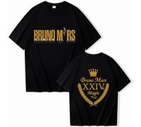 Maglietta di Cotone Bruno Mars Stampa Hip Hop Maglietta A Maniche Corte Collo Rotondo Estate Casual Camicia Unisex Fan Regalo Tops XS-3XL-Black||XS