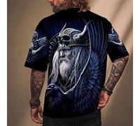 Maglietta di grandi dimensioni da uomo a tema mitologia norrena e guerrieri vichinghi 1XL,2XL,3XL,4XL,5XL,6XLAnimale,Ritratto,GraficoTessuto in maglia