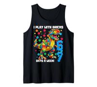 Maglietta Dino con Scritta I Play with Bricks 6", 7 Giorni alla Settimana Canotta