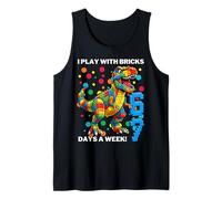 Maglietta Dino con Scritta I Play with Bricks 6", 7 Giorni alla Settimana Canotta