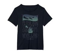 Maglietta Disney Peter Pan Take Me To Never Land Silhouette Maglietta, Donna plus-size, Nero, 4X