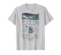 Maglietta Disney Peter Pan Take Me To Never Land Silhouette Maglietta, Uomo, Argento, S