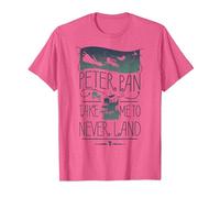Maglietta Disney Peter Pan Take Me To Never Land Silhouette Maglietta, Uomo, Rosa Mélange, S