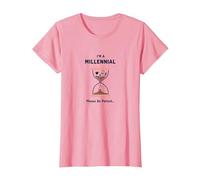Maglietta Divertente a Forma di Clessidra con Scritta I'm A Millennial Please Be Patient Maglietta, Donna, Rosa, L