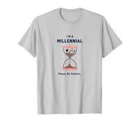 Maglietta Divertente a Forma di Clessidra con Scritta I'm A Millennial Please Be Patient Maglietta, Uomo, Argento, 3XL
