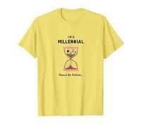 Maglietta Divertente a Forma di Clessidra con Scritta I'm A Millennial Please Be Patient Maglietta, Uomo, Limone, 3XL