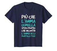 Maglietta Divertente Anima Gemella Anima Mortacci Tua Maglietta, Bambini, Navy, 3 Anni