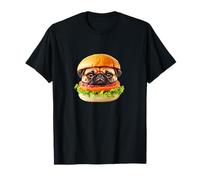 Maglietta divertente, carlino, cane, hamburger, da uomo, per amanti dei cani, carino, divertente, vestito, regalo Maglietta
