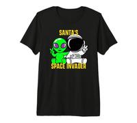Maglietta Divertente con Alieno Astronauta della Pace di Babbo Natale Space Invader Maglietta Premium