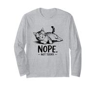 Maglietta Divertente con Gatto Nope Not Today, Simpatico Gattino Pigro Umorismo Sarcasmo Maglia a Manica