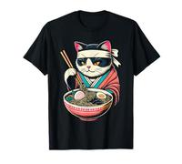 Maglietta divertente con gatto ramen giapponese kawaii anime gatto Maglietta