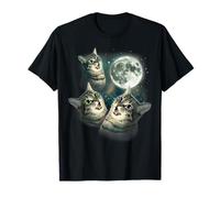 Maglietta divertente con gatto | Three Cat Moon 3 Wolfs Cute Kitten Graphic Maglietta