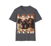 Maglietta divertente con scritta "I Eat Sand", scheletro che mangia sabbia, bootleg meme, scherzo, divertente, unisex, Carbone, XXL