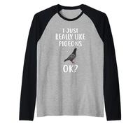 Maglietta Divertente con Scritta I Just Really Like PiggeONS Maglia con Maniche Raglan