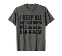 Maglietta divertente con scritta "I Keep All My Dad Jokes In A Dad-A-Base" Maglietta