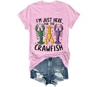 Maglietta divertente con scritta "I'm Just Here for The Crawfish" per donne e uomini, rosa, XL