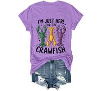 Maglietta divertente con scritta "I'm Just Here for The Crawfish" per donne e uomini, Viola, M