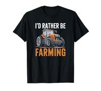 Maglietta divertente con scritta in inglese "I'd Rather Be Farming" (lingua italiana non garantita) Maglietta