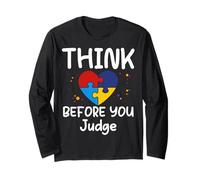 Maglietta Divertente con Scritta in Inglese Think Before You Judge Maglia a Manica