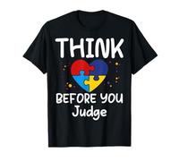 Maglietta Divertente con Scritta in Inglese Think Before You Judge Maglietta