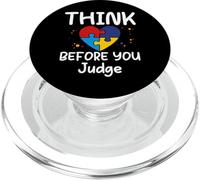 Maglietta divertente con scritta in inglese "Think Before You Judge" PopSockets PopGrip per MagSafe