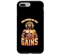 Maglietta divertente con scritta in lingua inglese "Hallowed Be Thy Gains", con Gesù Custodia per iPhone 7 Plus/8 Plus