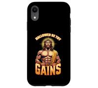 Maglietta divertente con scritta in lingua inglese "Hallowed Be Thy Gains", con Gesù Custodia per iPhone XR