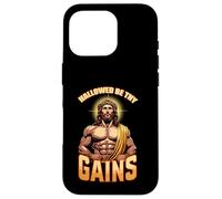 Maglietta divertente con scritta in lingua inglese "Hallowed Be Thy Gains", con Gesù Custodia per iPhone 16 Pro