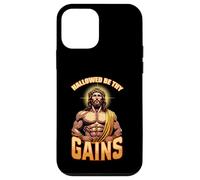 Maglietta divertente con scritta in lingua inglese "Hallowed Be Thy Gains", con Gesù Custodia per iPhone 12 mini