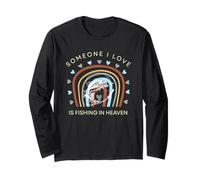 Maglietta divertente con scritta "someone I love fishes in heaven" Maglia a Manica