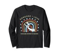 Maglietta divertente con scritta "someone I love is scuba diving in heaven" Maglia a Manica