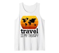 Maglietta Divertente da Donna con Scritta Travel Is My Therapy Canotta