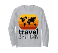 Maglietta Divertente da Donna con Scritta Travel Is My Therapy Maglia a Manica