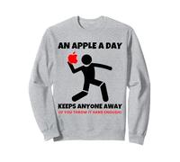 Maglietta Divertente da Ufficio con Scritta An Apple a Day Keeps Anyone Away Felpa