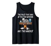 Maglietta divertente da ufficio con scritta "The First Five Days Work Cat Lovers" Canotta