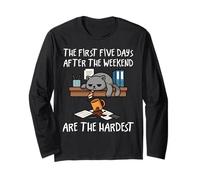 Maglietta divertente da ufficio con scritta "The First Five Days Work Cat Lovers" Maglia a Manica