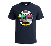 Maglietta divertente da uomo con scritta "No Signal Please Stand by Test Screen", idea regalo per feste, T-shirt Navy Stampa Bianca, M