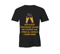 Maglietta Divertente Non Esiste Protezione Solare Piu' Potente Che Stare al chiosco a Bere Birra - Summer - Beer - Humor - t-Shirt Simpatiche e Divertenti
