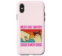 Maglietta divertente per amanti dei gatti con scritta "Best Cat Sister Ever" per donne e ragazze Custodia per iPhone X/XS
