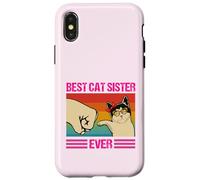Maglietta divertente per amanti dei gatti con scritta "Best Cat Sister Ever" per donne e ragazze Custodia per iPhone X/XS
