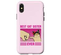 Maglietta divertente per amanti dei gatti con scritta "Best Cat Sister Ever" per donne e ragazze Custodia per iPhone X/XS