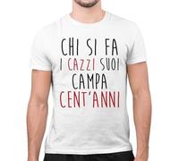 Maglietta Divertente Uomo - T-Shirt Divertenti con Stampa Spiritosa e Simpatica - Regalo Originale, Maglia con Scritte Ironiche - Grafica Divertente - Chi Si Fa i C*ZZ* Suoi, Bianco, M