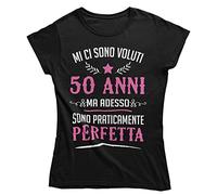 Maglietta Donna 50 Anni, Mi Ci Sono Voluti 50 Anni ma Adesso Sono Perfetta, Idea Regalo Originale Compleanno cinquant'anni, T-Shirt Stampa Divertente età Cinquanta (Nero, S)