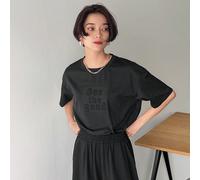 Maglietta donna a girocollo con stampa slogan "Vedi il lato positivo" L,M,S,XL,XS,XXLLettere,sloganPoliestere