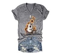 Maglietta Donna Back To The Gypsy That I Was con Grafica Musicale Top Camicetta Band Rock T-Shirt Femminile V Decorata (Dark Gray, L)