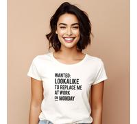 Maglietta Donna Bianco Maniche Corte, Wanted Lookalike To Ricambio Me At Work